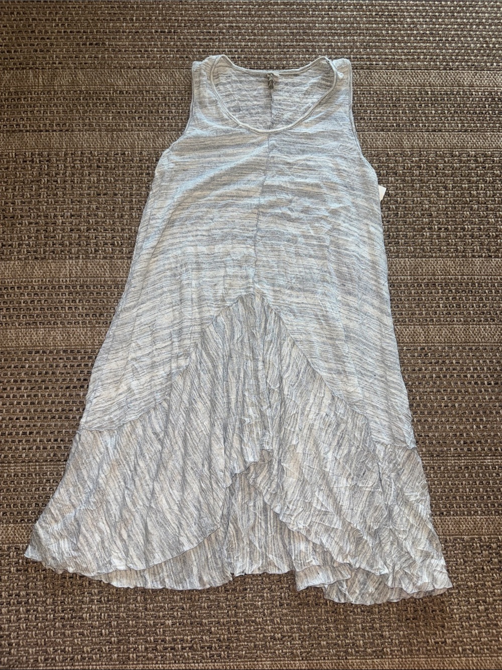 Comfy USA Sleeveless Gray-Tone Ruffled Hem Women's Dress